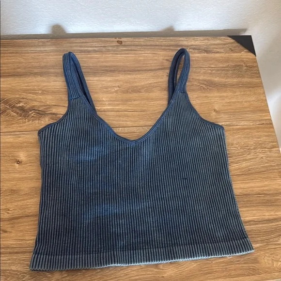 Blue Ribbed Women's Top - Picture 1 of 2